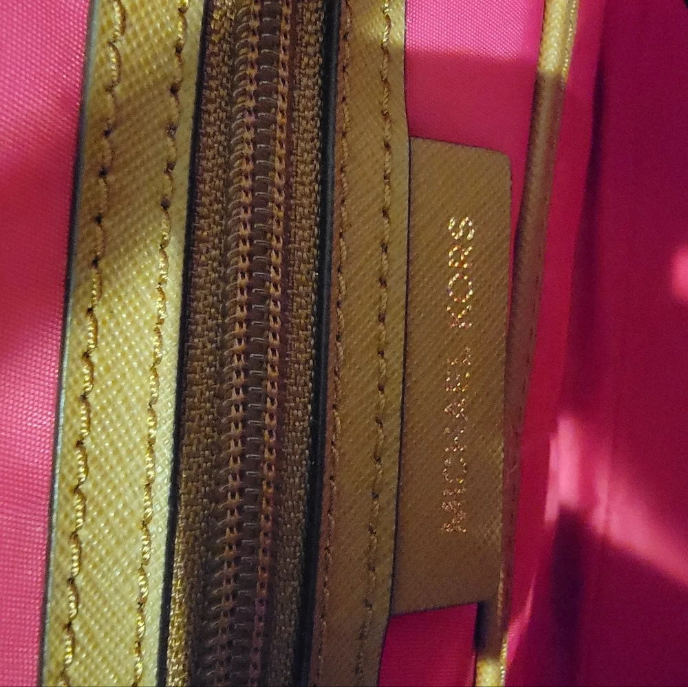 Michael Kors Fuchsia and Tan Nylon Luggage Tote